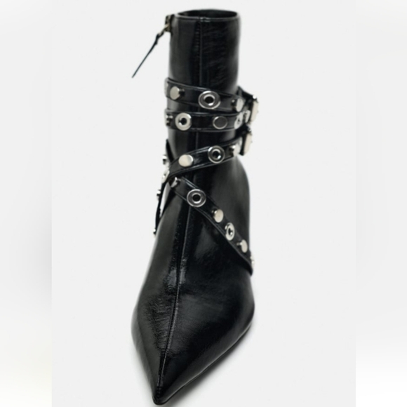 Zara Metal Trim Heeled Booties - Picture 5 of 14